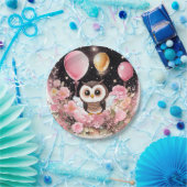 フクロウファースト誕生日紙プレート ペーパープレート (パーティー)