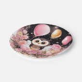 フクロウファースト誕生日紙プレート ペーパープレート (アングル)