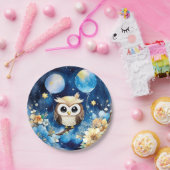 フクロウファースト誕生日紙プレート ペーパープレート (パーティー)