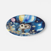 フクロウファースト誕生日紙プレート ペーパープレート (アングル)