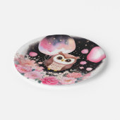 フクロウファースト誕生日紙プレート ペーパープレート (アングル)