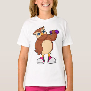 フクロウフィットネスダンベル Tシャツ