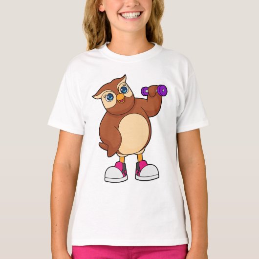 フクロウフィットネスダンベル Tシャツ (正面)