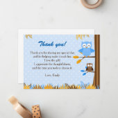 フクロウフォレストブルーブラウンサンキューカードノート ノートカード (正面/裏面インサイチュ)