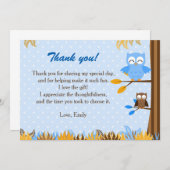 フクロウフォレストブルーブラウンサンキューカードノート ノートカード (正面/裏面)