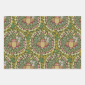 フクロウフォークグリーン ラッピングペーパーシート (正面3)