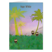 フクロウフクロウの誕生日カードを持っている (正面)