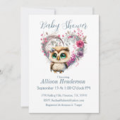 フクロウフローラリースベビーシャワー招待状 招待状 (正面)