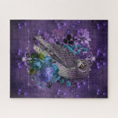 フクロウフローラ·エレガントヴィンテージ·シャンデリアと宝石 ジグソーパズル (横)
