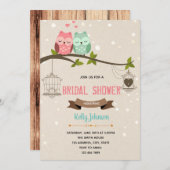 フクロウブライダルシャワーパーティの招待状 招待状 (正面/裏面)