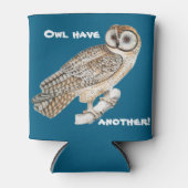 フクロウプンキュートクーラーボックスインブルー 缶クーラー (正面)