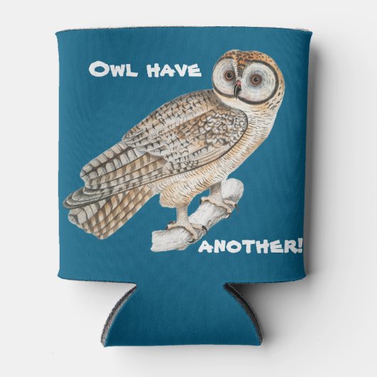 フクロウプンキュートクーラーボックスインブルー 缶クーラー (正面)