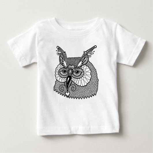 フクロウヘッドZendoodle ベビーTシャツ (正面)