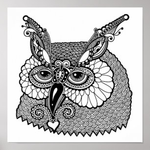 フクロウヘッドZendoodle 2 ポスター