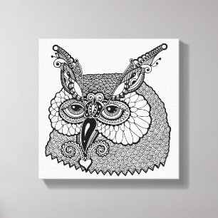 フクロウヘッドZendoodle 6 キャンバスプリント