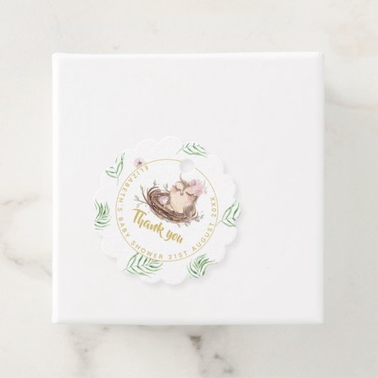 フクロウベビーありがとうギフトラベルは男の子を好む フェイバータグ (インサイチュ)