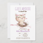 フクロウベビーありがとうギフトラベルは男の子を好む 招待状 (正面)