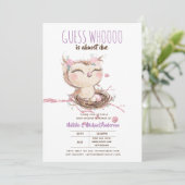 フクロウベビーありがとうギフトラベルは男の子を好む 招待状 (スタンド正面)