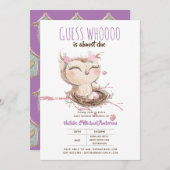 フクロウベビーありがとうギフトラベルは男の子を好む 招待状 (正面/裏面)