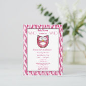 フクロウベビーガールピンクゼブラストライプ招待状 招待状 (スタンド正面)