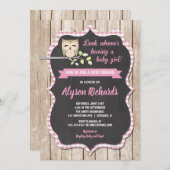 フクロウベビーシャワーガール招待状 招待状 (正面/裏面)