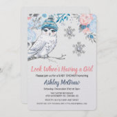 フクロウベビーシャワーフローラ招待状 招待状 (正面/裏面)