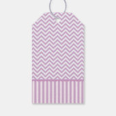 フクロウベビーシャワーメッセージカードパープルシェブロンつるラベル ギフトタグ (裏面)