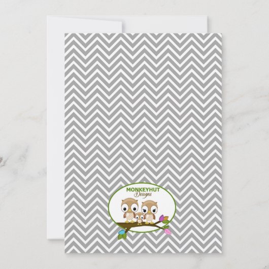 フクロウベビーシャワー招待状ベビーモンマイダディ 招待状 (裏面)