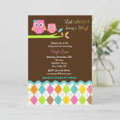 フクロウベビーシャワー招待状 招待状 (スタンド正面)