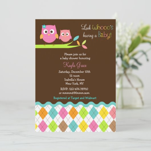 フクロウベビーシャワー招待状 招待状 (スタンド正面)