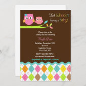 フクロウベビーシャワー招待状 招待状 (正面/裏面)