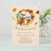 フクロウベビーシャワー招待、秋ベビーシャワー 招待状 (スタンド正面)