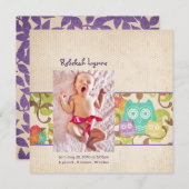 フクロウベビー誕生のお知らせ 案内状 (正面/裏面)