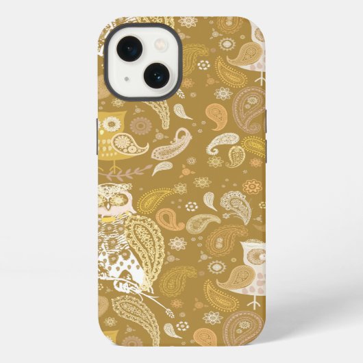 フクロウペイズリーベージュ iPhoneケース (裏面)