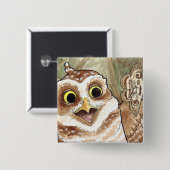 フクロウボタンを掘り進むこと 缶バッジ (正面&裏面)