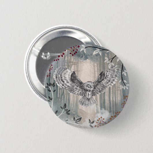 フクロウボタン 缶バッジ (正面&裏面)