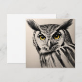 フクロウポートレート – 木炭スケッチ 招待状 (正面/裏面)