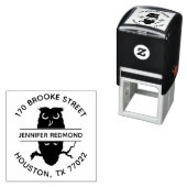 フクロウラウンド差出人住所スタンプ自己インク セルフインキングスタンプ (インサイチュ)