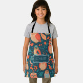 フクロウレトロカラフルパタパーソナライズされたーン エプロン (インサイチュ)