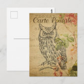 フクロウヴィンテージはがきのフローラ線フランスの画 ポストカード (正面/裏面)