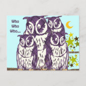 フクロウ一家を移した 案内ポストカード (正面)