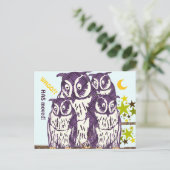 フクロウ一家を移した 案内ポストカード (スタンド正面)