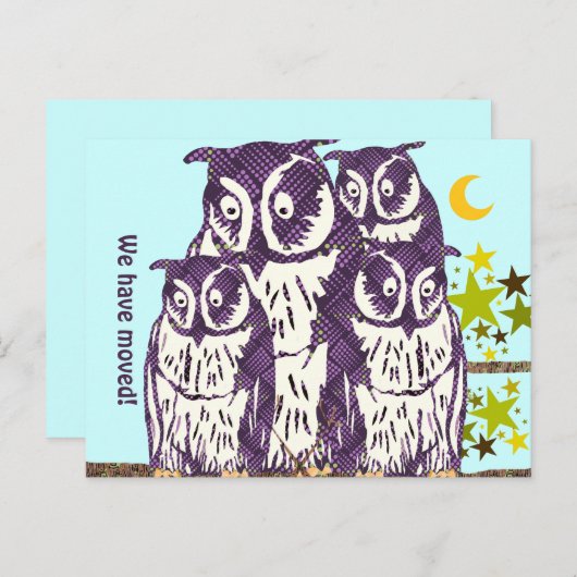 フクロウ一家を移した 案内ポストカード (正面/裏面)