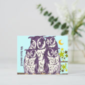 フクロウ一家を移した 案内ポストカード (スタンド正面)