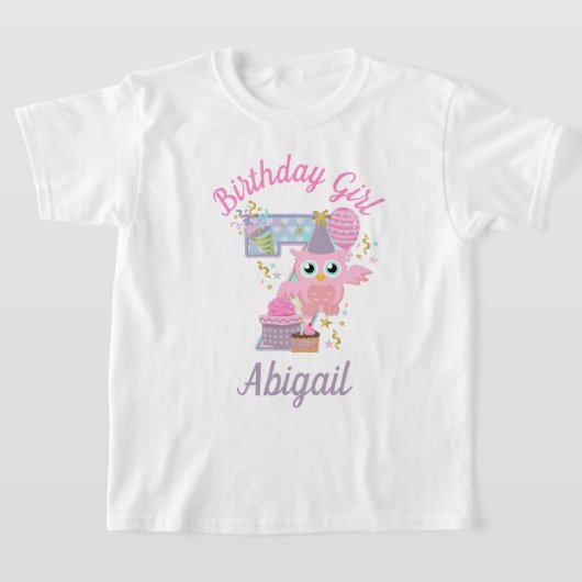 フクロウ七歳の誕生日の幼児Tシャツ Tシャツ (レイダウン)