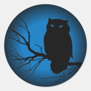 フクロウ不気味ブルームーン ラウンドシール