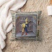 フクロウ中世原稿を保持するジェスター クッション (ブランケット)