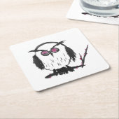 フクロウ中国のムコースター スクエアペーパーコースター (アングル)