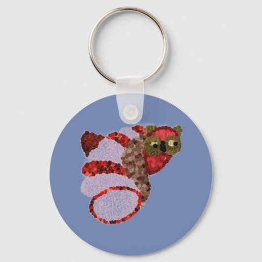 フクロウ丸ボタンのキーリング キーホルダー (正面)