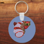 フクロウ丸ボタンのキーリング キーホルダー (正面)